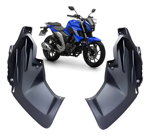 Par de Acabamentos Internos da Aba do Tanque Paramotos Yamaha Fazer Fz25 250 2018 a 2025 Preto