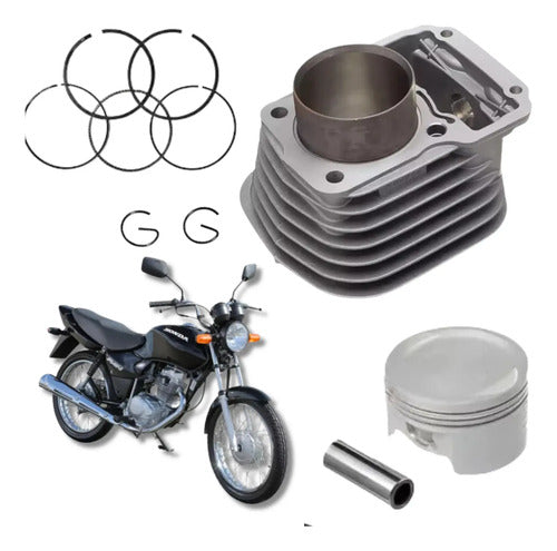 Kit Cilindro Pistão e Anéis Smartfox Honda Cg 125 Titan Fan 2002 a 2008