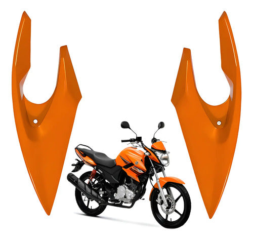 Par de Carenagens Laterais do Farol Paramotos Yamaha Fazer 150 2014 a 2015 Laranja Metálico