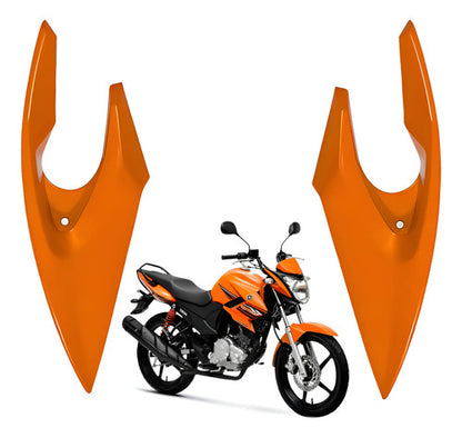 Par de Carenagens Laterais do Farol Paramotos Yamaha Fazer 150 2014 a 2015 Laranja Metálico
