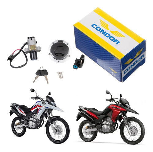 Conjunto de Travas com Miolo Chave de Ignição Condor Honda Xre 300 2016 a 2018