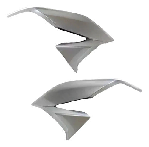 Par de Aletas Abas do Tanque Paramotos Honda Cg 160 Titan 2022 a 2024 Prata Iron Nail