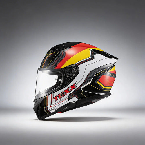 Capacete Texx Kaiman Flag Alemanha com Óculos Solar Interno Preto Brilhante Tamanho 58
