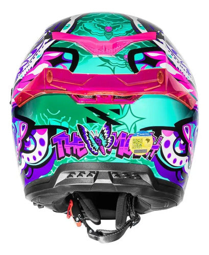 Capacete Norisk Rock Butterfly com Óculos Solar Interno Rosa Brilhante