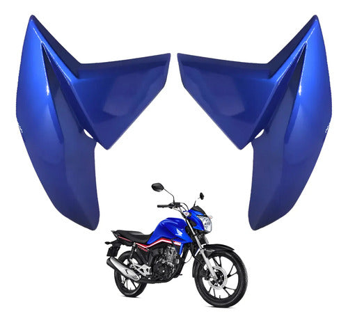Par de Abas do Tanque Paramotos Honda Cg 160 Titan 2016 a 2021 Azul
