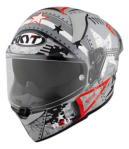 Capacete KYT R2R Max Assault com Óculos Solar Interno Cinza Fosco