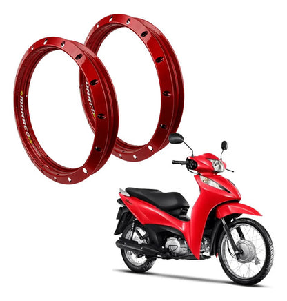 Par de Aros de Roda GS Monaco Honda Biz 125 Biz 110i 1.85x17 e 1.85x14 Vermelho
