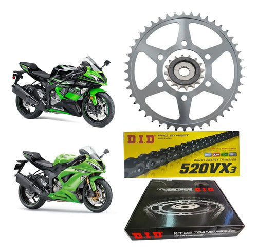 Kit Relação DID Premium com Retentor Kawasaki Zx6r 600 636 2007 a 2017 520VX3 112L 43/16T