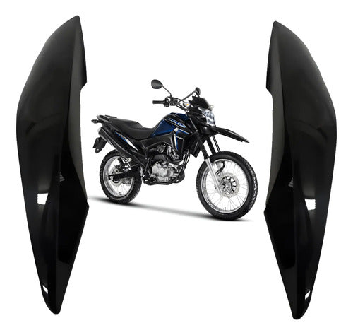 Par de Abas do Tanque Paramotos Honda Bros 160 2015 a 2021 Preto Brilhante