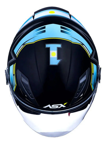 Capacete Aberto ASX City Air Pilot Preto Azul Amarelo Brilhante
