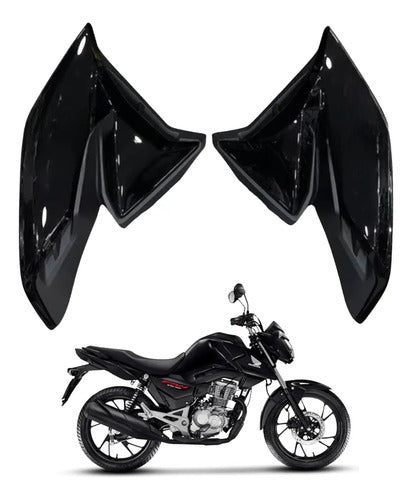 Par de Abas do Tanque Paramotos Honda Cg 160 Fan 2022 em diante Preto Brilhante