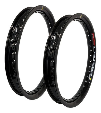 Par de Aros de Roda Aero Slim Monaco Honda Biz 125 Biz 110i Pop 110i 17x55 e 14x60 Preto Brilhante