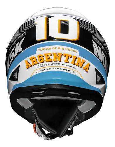 Capacete Norisk FF302 Soul II Grand Prix Argentina com Óculos Solar Interno Azul Branco