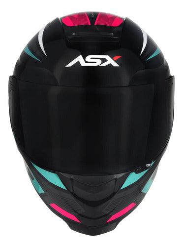 Capacete ASX Eagle Street Preto Azul Rosa Brilhante