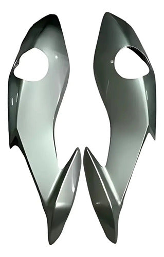 Par de Carenagens Laterais do Farol Paramotos Honda Cg 160 Fan Start 2016 a 2021 Prata Metálico