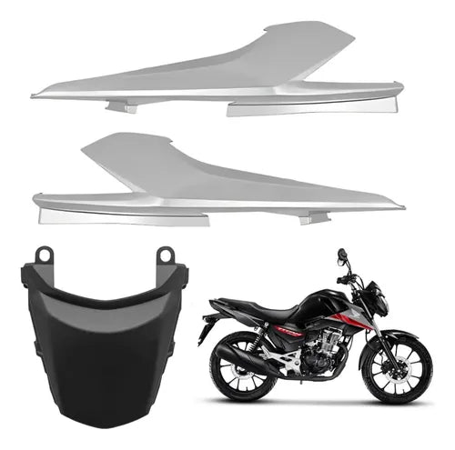 Kit Rabeta Lateral Completa Paramotos Honda Cg 160 Titan 2016 a 2024 Prata