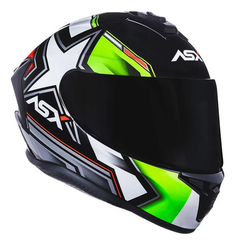 Capacete ASX Draken Pilot Preto Vermelho Verde Brilhante