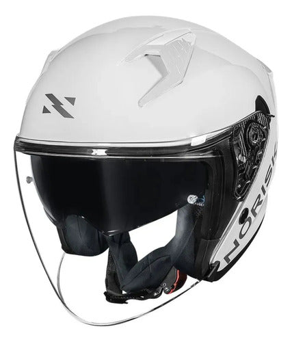 Capacete Aberto Norisk Downtown II Solid com Óculos Solar Interno Branco Brilhante Tamanho 56/S