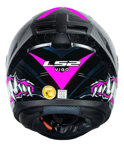 Capacete LS2 FF810 Vigo Sarbul Preto Rosa Brilhante