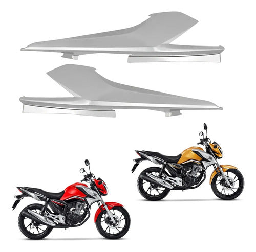 Par de Rabetas Laterais Paramotos Honda Cg 160 Titan 2016 a 2024 Prata