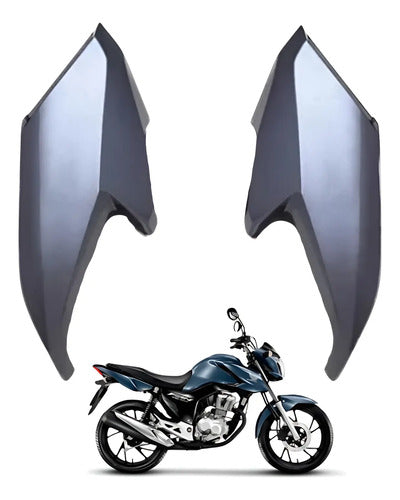 Par de Aletas Abas do Tanque Paramotos Honda Cg 160 Fan Start 2022 a 2024 Cinza