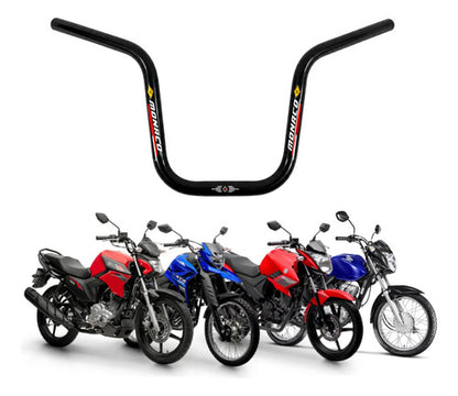 Guidão Motoboy Alto Monaco Honda Cg Bros 160 Titan Fan Start Cargo Yamaha Factor 150 Preto Brilhante