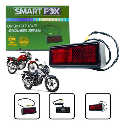 Luz de Placa com Refletor e Chicote Smartfox Honda Cg 125 150 160 Titan Fan