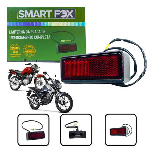 Luz de Placa com Refletor e Chicote Smartfox Honda Cg 125 150 160 Titan Fan