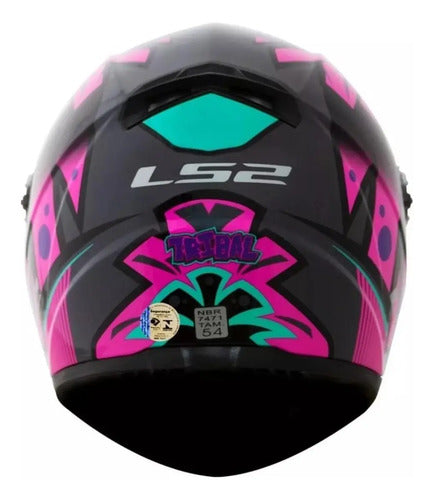 Capacete LS2 Classic FF358 Tribal Fúcsia Brilhante Tamanho 58/M