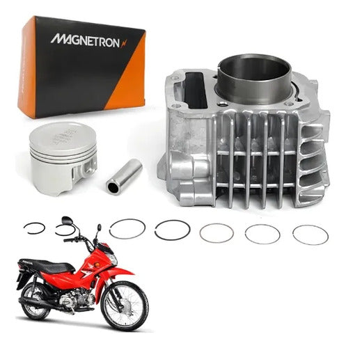 Kit Cilindro Pistão e Anéis Magnetron Honda Pop 110i 2016 a 2024 Biz 110i 2016 a 2023