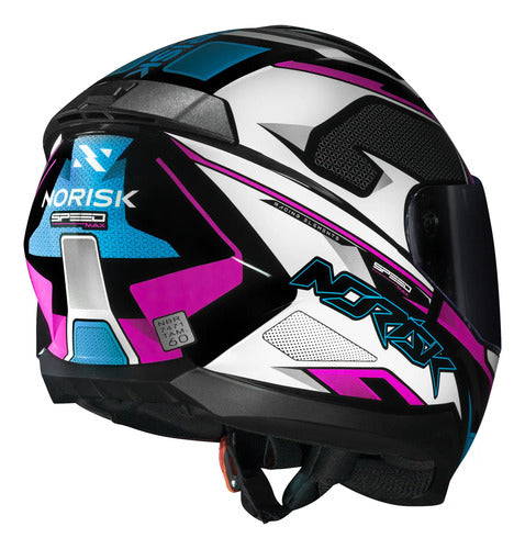 Capacete Norisk Razor Speedmax Preto Rosa Branco Brilhante Tamanho 56/S