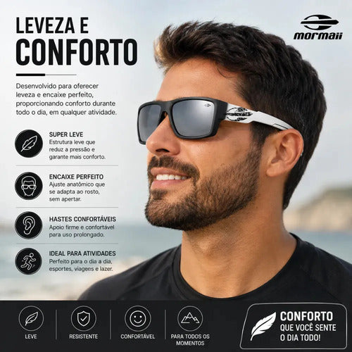 Óculos De Sol Mormaii Joaca 4 Preto Masculino M0112aat09 Cor Da Armação Preto Com Hastes Brancas
