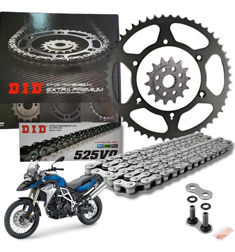 Kit Relação DID Premium com Retentor BMW F 800 Gs 2008 em diante 525VO 116L 42/16T