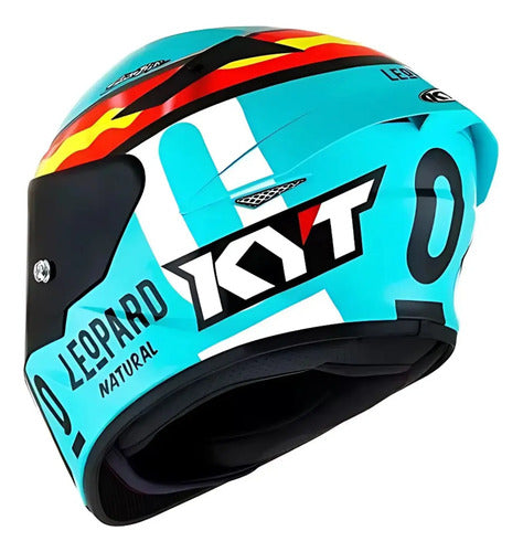Capacete KYT TT-Course Jaume Masia Leopard Espanha Azul Brilhante