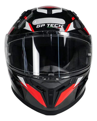 Capacete GP Tech Sense Motion Preto Cinza Vermelho Brilhante