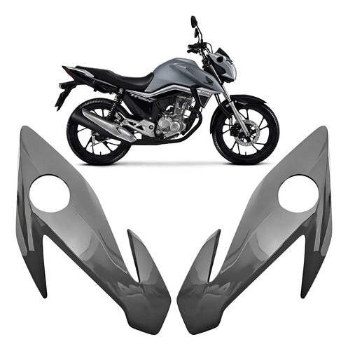Par de Carenagens Laterais do Farol Paramotos Honda Cg 160 Titan Fan 2022 a 2024 Cinza Tornado