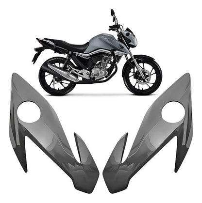 Par de Carenagens Laterais do Farol Paramotos Honda Cg 160 Titan Fan 2022 a 2024 Cinza Tornado