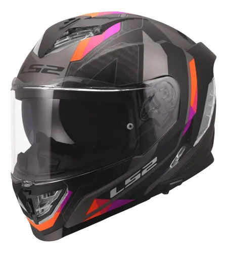 Capacete LS2 FF818 Storm III Sporty com Óculos Solar Interno Cinza Roxo Fosco