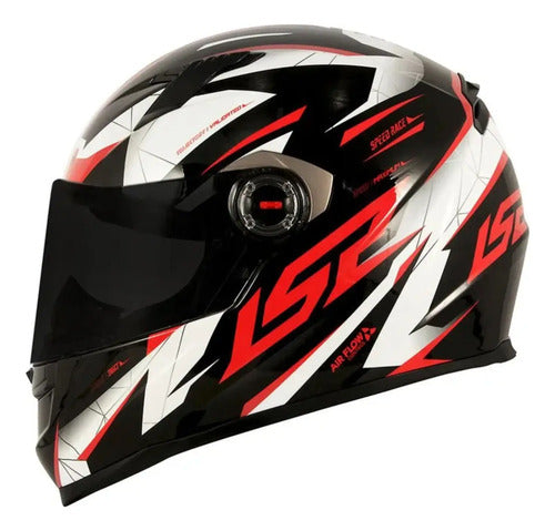 Capacete LS2 FF358 Draze Preto Branco Vermelho Brilhante