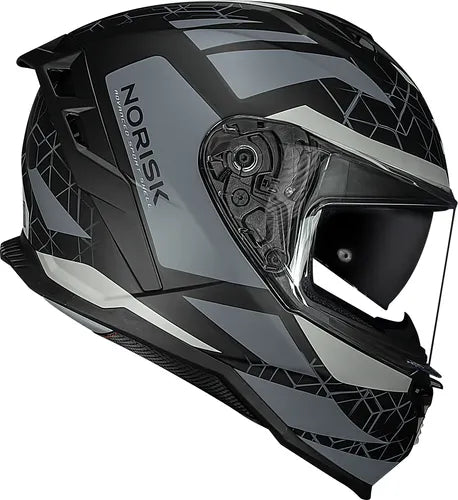 Capacete Norisk Strada II Evoque com Óculos Solar Interno e Spoiler Cinza Preto Fosco