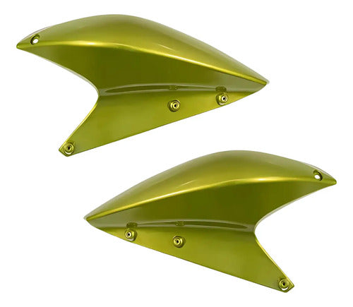 Par de Aletas Abas do Tanque Superiores Paramotos Honda Xre 300 2010 a 2012 Verde Metálico