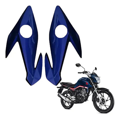 Par de Carenagens Laterais do Farol Paramotos Honda Cg 160 Titan Fan 2016 a 2021 Azul Twister
