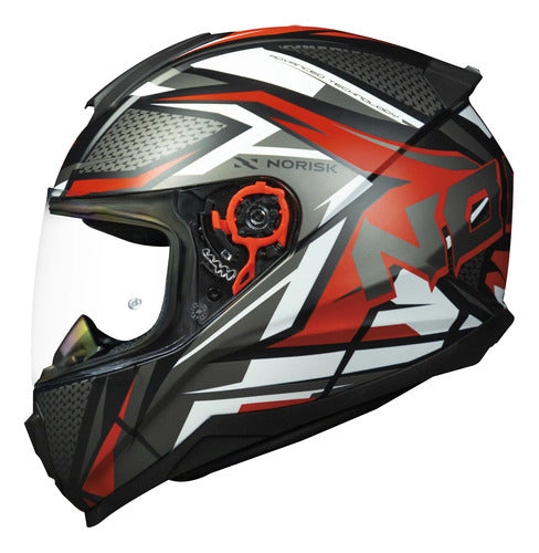 Capacete Norisk Razor Sharp Preto Vermelho Fosco