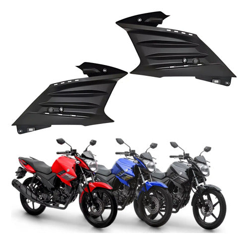 Par de Acabamentos Internos da Aba do Tanque Paramotos Yamaha Fazer 150 2014 a 2024 Preto