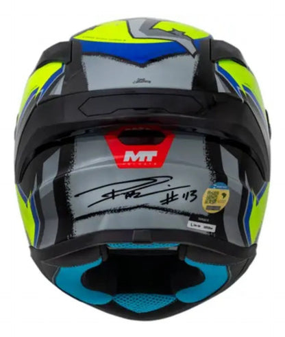 Capacete MT Helmets Targo S Rafael Paschoalin Verde Limão Brilhante Tamanho 60/L