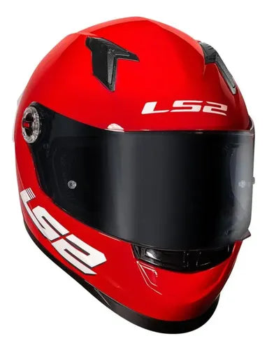 Capacete LS2 FF358 Classic S Solid com Spoiler Vermelho Brilhante