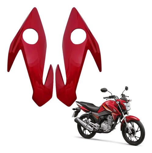 Par de Carenagens Laterais do Farol Paramotos Honda Cg 160 Titan Fan 2016 a 2021 Vermelho Maceió