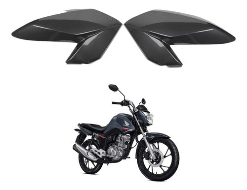 Par de Aletas Abas do Tanque Paramotos Honda Cg 160 Fan Start 2016 a 2021 Cinza Una