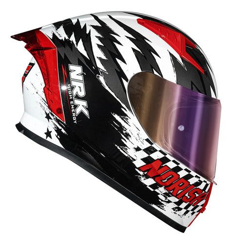 Capacete Norisk Flow Daytona com 2 Viseiras e Spoiler Branco Vermelho