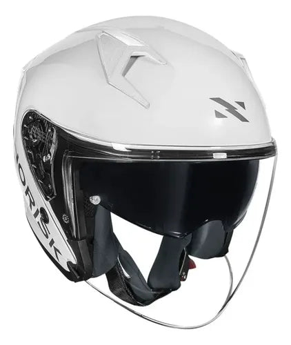 Capacete Aberto Norisk Downtown II Solid com Óculos Solar Interno Branco Brilhante Tamanho 60/L